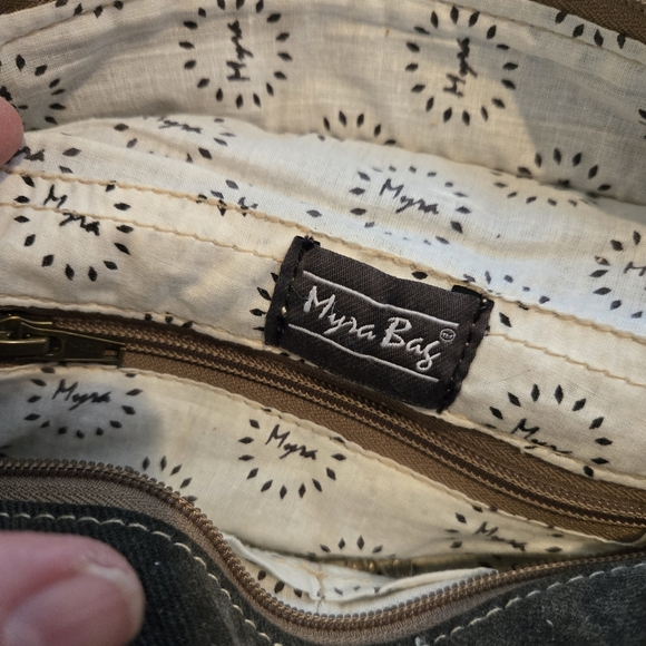 Myra Bag Purse Backpack Cowhide Hair Leather & Tapestry - Picture 6 of 7